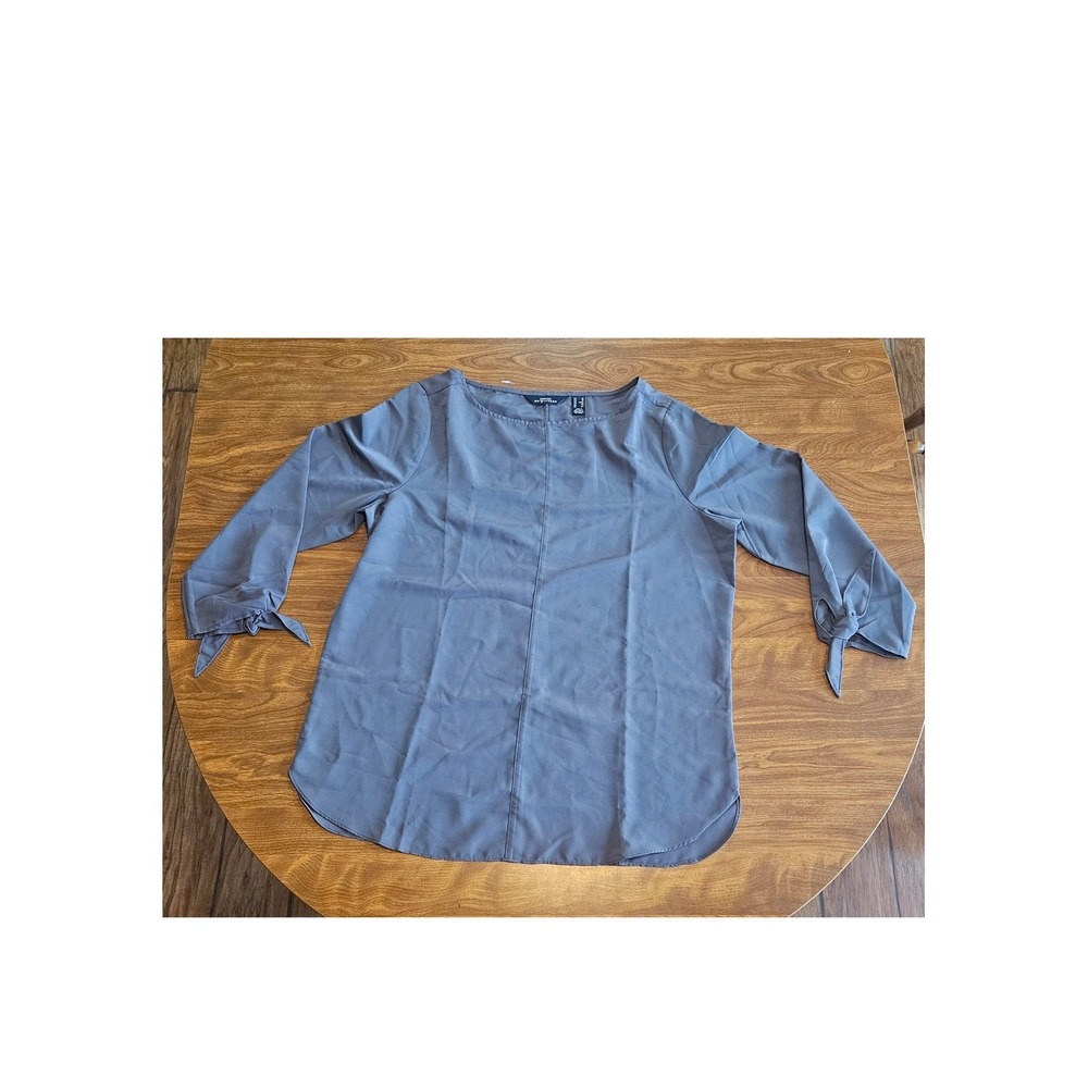 Lands End Outfitters Gray 3/4 Sleeve Tie Cuff‎ Blouse Top Womens Sz 12